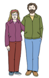 Ein Mann und eine Frau stehen nebeneinander